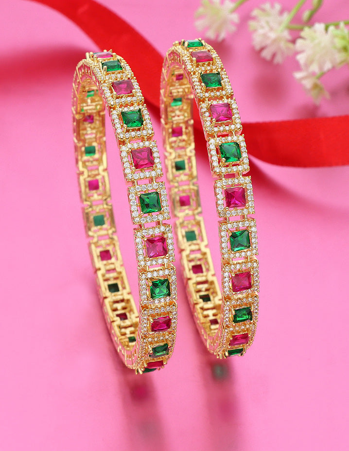 Designer Zircon Gold Plated Bangles ZBGL11007