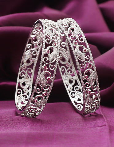 Designer Zirconia Peacock Rani Pink Bangles