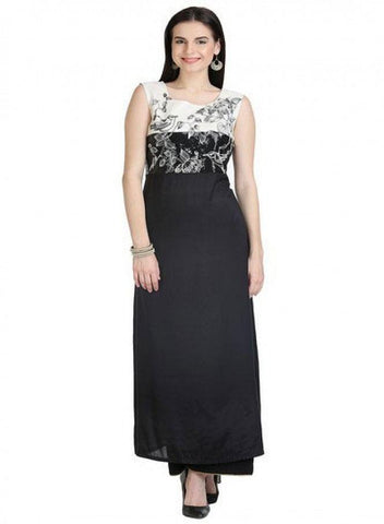 Black And White Sleeve Less kurta