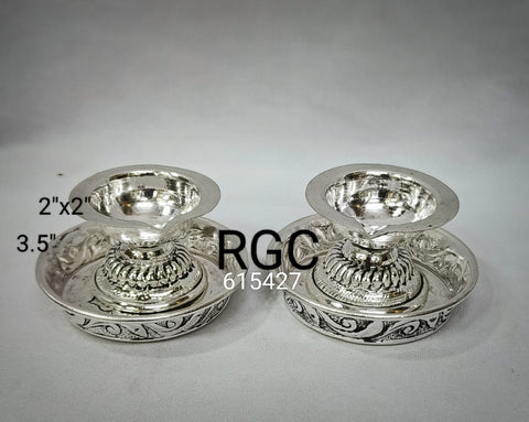 RGC Antique German Silver Small Diya Pair