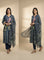 Navy Blue Linen Digital Print Three Piece Set