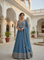Ice Blue Chinnon Hand Embroidered Anarkali Set