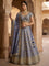 Blue Tissue Hand Embroidery Ghagra Set