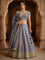 Blue Tissue Hand Embroidery Ghagra Set