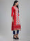 Red Mandarin Neck Printed kurta