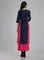 Navy & Pink Round Neck Printed kurta