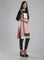 Pink & Black 3/4 Sleeve Printed kurta