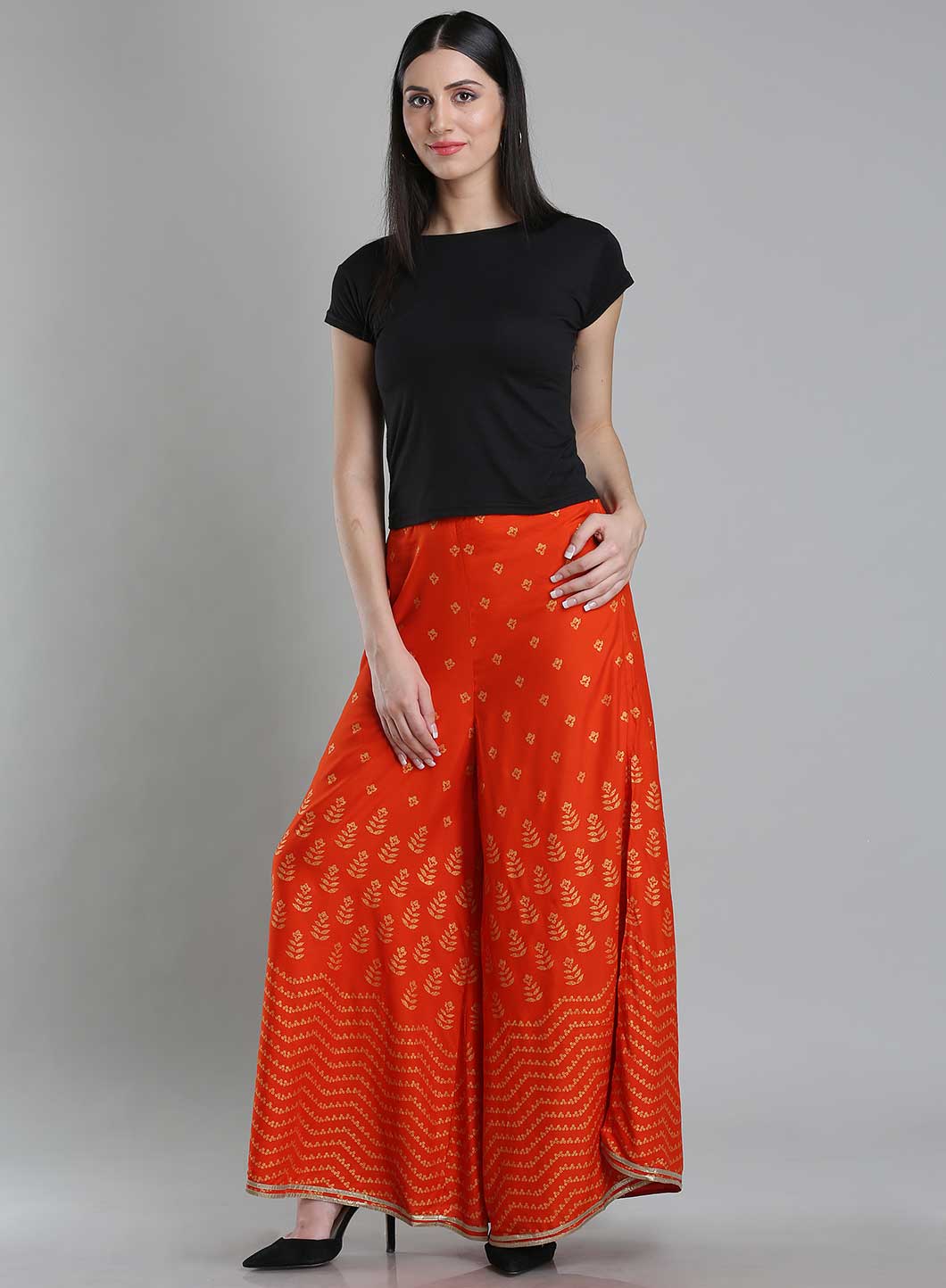 Orange Printed Culottes