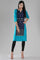 Blue Printed Round Neck kurta