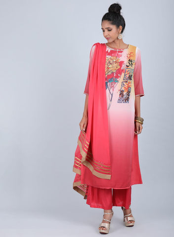 Rose Pink Floral Print kurta