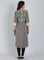 Grey Mandarin Neck Printed kurta