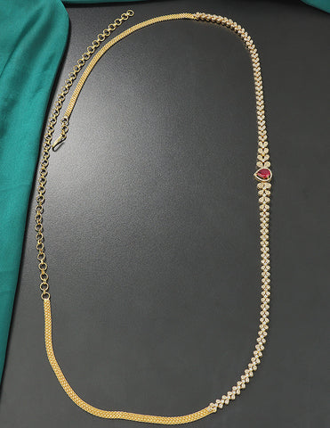 Designer Gold Polish Zirconia Chain Vaddanam