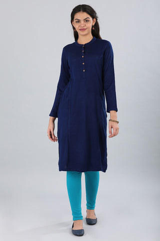 Blue Band Collar Winter kurta