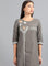 Grey Round Neck Printed kurta