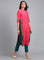 Pink Mandarin Neck French Crepe kurta