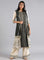 Grey Round Neck Khadi Print kurta