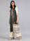 Grey Round Neck Khadi Print kurta