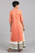 Orange Mandarin Neck Solid Khadi kurta