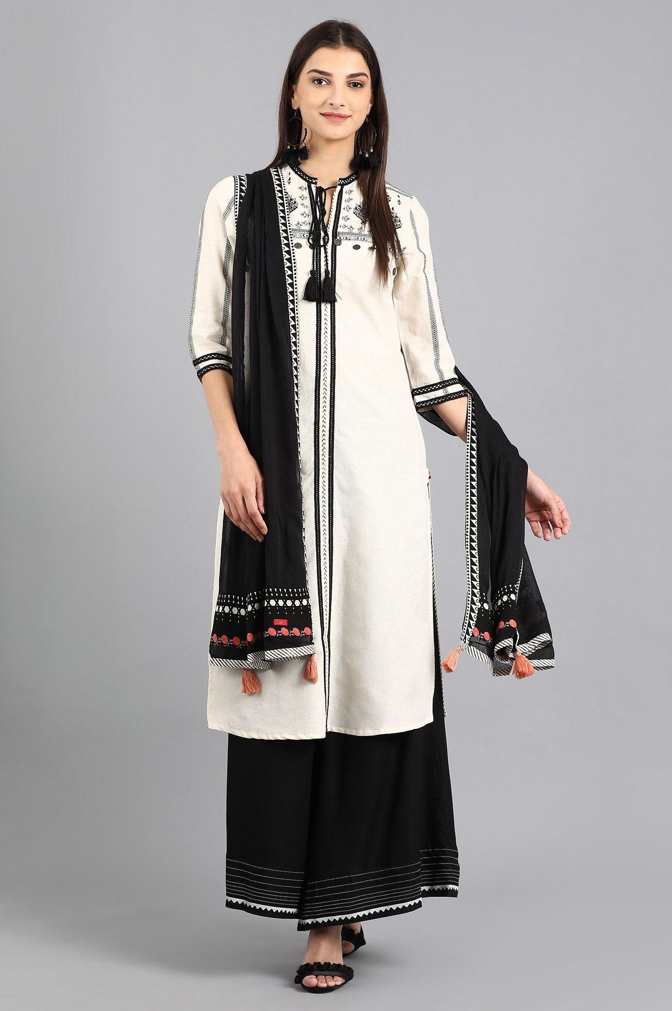 Off-White Mandarin Neck kurta