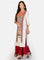 White & Maroon Round Neck Printed kurta