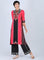 Red Mandarin Neck A-Line kurta