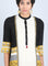 Off White & Yellow Mandarin Neck Straight kurta