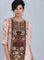 Peach Round Neck Printed kurta