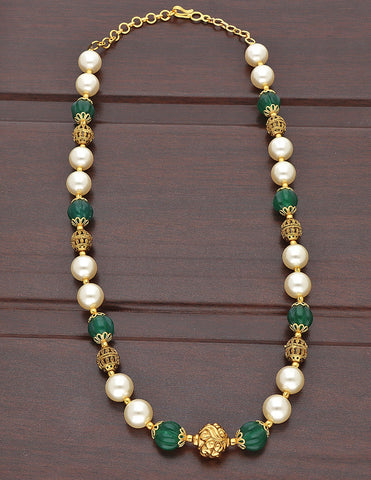 Designer Pearl and Pumpkin Beads Mala