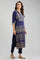 Blue Band Collar Printed kurta