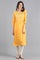 Yellow Round Neck Embroidered kurta