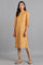 Mustard Round Neck Printed kurta