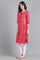 Pink Round Neck Jacquard kurta