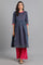 Blue Round Neck Chanderi kurta