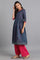 Blue Round Neck Chanderi kurta