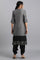 Grey Mandarin Neck Chanderi kurta