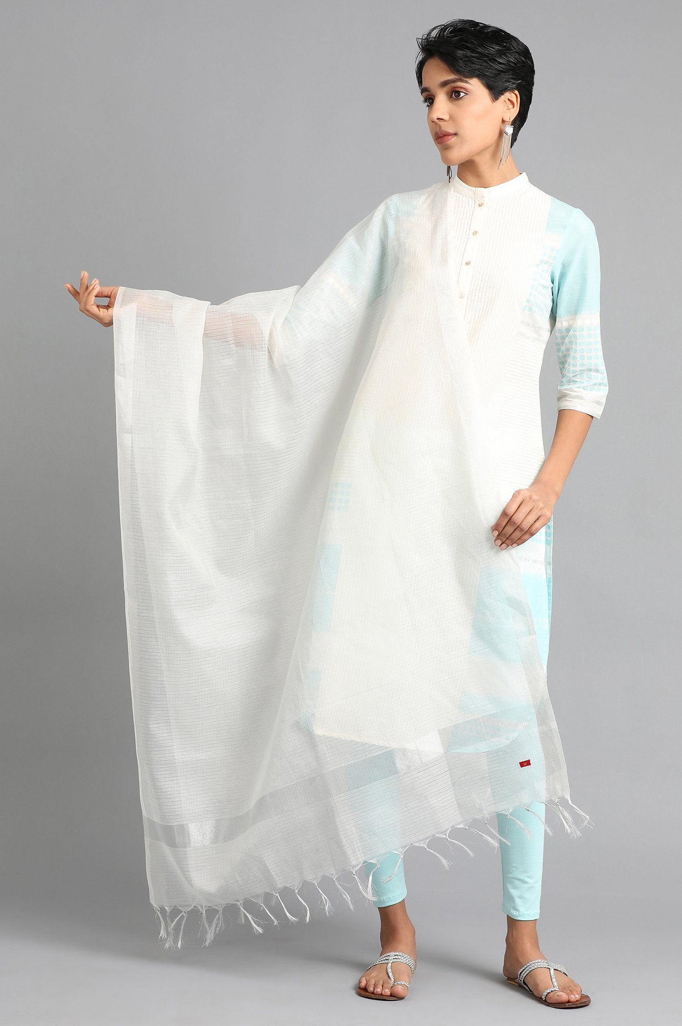 Silver Solid Jersey Dupatta