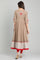 Brown V-Neck Yarn-dyed kurta