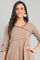 Brown V-Neck Yarn-dyed kurta