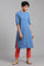 Blue Mandarin Neck Solid kurta