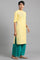 Yellow Mandarin Neck Solid kurta