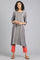 Grey Round Neck Yarn-dyed kurta