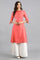 Pink Collar Neck Printed kurta