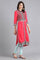 Pink Mandarin Neck Solid kurta