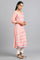 Pink Round Neck Printed kurta