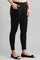 Black Yarn-dyed Solid Jeggings