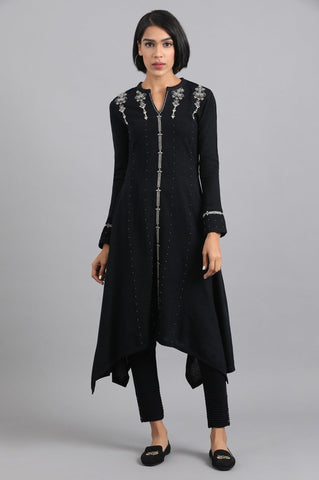 Navy Blue Mandarin Neck Winter kurta