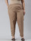 Women Solid Light Brown Cotton Pencil Pant