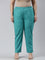 Women Solid Peacock Green Comfort Fit Cotton Pants