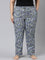 Women Printed Black Cotton Knit Mid Rise Lounge Pant