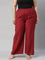 Women Light Maroon Solid Linen Palazzos